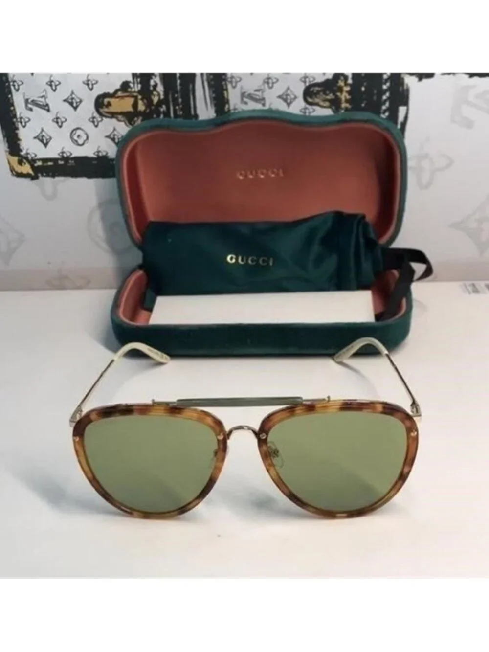 New ✨ Authentic Gucci GG0672S 003 Havana Aviator Sunglasses ✨